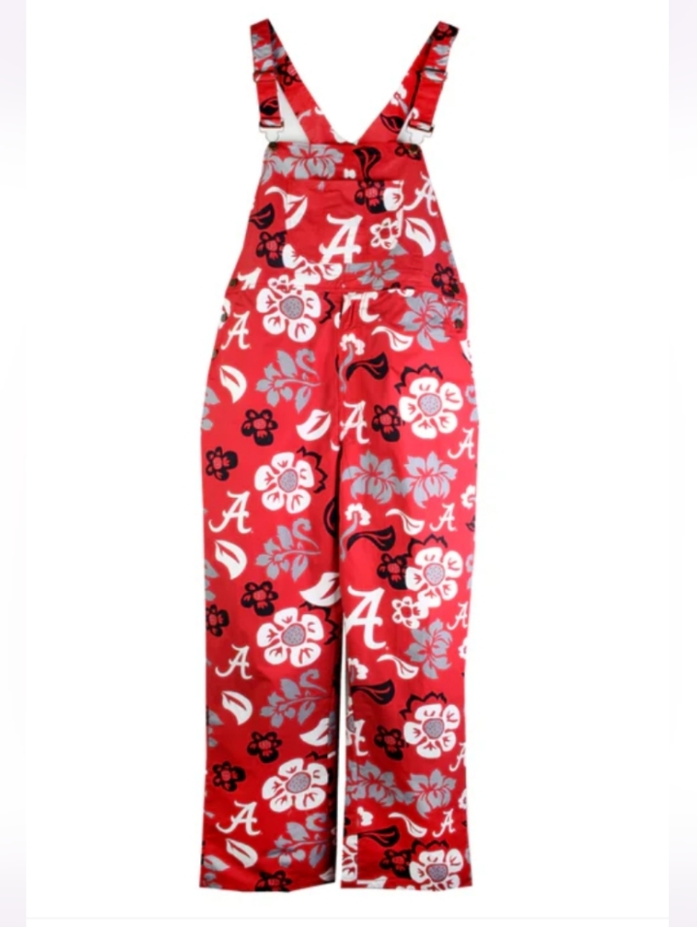 Wes and Willy Alabama Crimson Tide Floral Lightweight Fashion Overalls